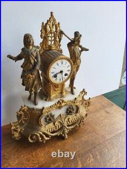 Horloge Pendule En Regule Dore Decor Chasseur N° 4