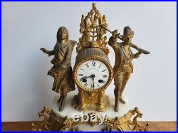 Horloge Pendule En Regule Dore Decor Chasseur N° 4