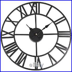Horloge Pendule Murale en métal Style Vintage Diamètre 40 cm Noir