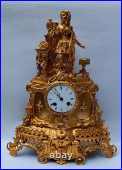 Horloge Pendule Romantique En Bronze Dore 19th French Romantic Ormoulu Clock