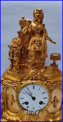 Horloge Pendule Romantique En Bronze Dore 19th French Romantic Ormoulu Clock