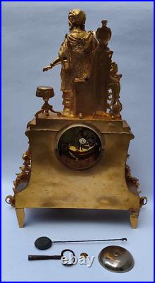 Horloge Pendule Romantique En Bronze Dore 19th French Romantic Ormoulu Clock