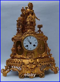 Horloge Pendule Romantique En Bronze Dore 19th French Romantic Ormoulu Clock