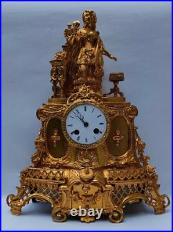 Horloge Pendule Romantique En Bronze Dore 19th French Romantic Ormoulu Clock