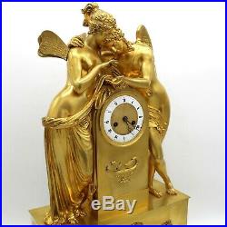 Horloge Pendule d'époque Empire (H. 57) en Bronze dorè du 19ème siècle