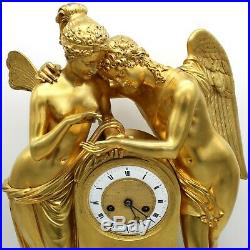 Horloge Pendule d'époque Empire (H. 57) en Bronze dorè du 19ème siècle