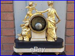 Horloge Pendule d'époque Louis XVI en Bronze dorè et marbre du 18ème siècle