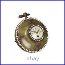 Horloge Vintage de Chambre 1860-1870 Bronze Strass Onyx