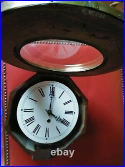 Horloge artisanale coffre bois cadrant métal Style Pendule COMTOISE + clé