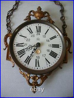 Horloge boulangère JAPY de 1893 pendule suspendue en bronze et verre de 53 cm