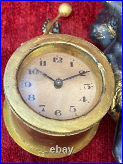 Horloge bronze putto au tambour & cymbale musique angelot Eros XIXème curiosité