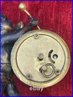 Horloge bronze putto au tambour & cymbale musique angelot Eros XIXème curiosité
