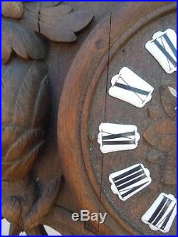 Horloge cartel pendule bois sculpte decor trophees chasse d'époque 19ème