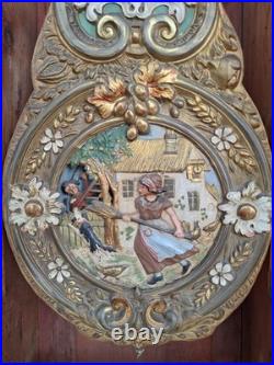 Horloge comtoise ancienne avec balancier animé, pendule de parquet