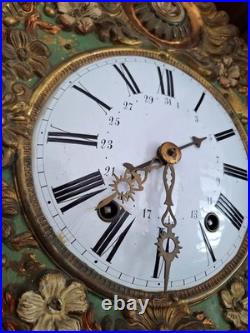 Horloge comtoise ancienne avec balancier animé, pendule de parquet