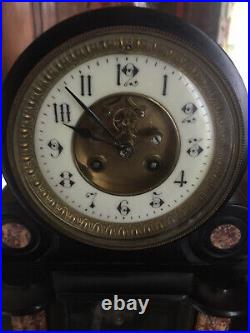 Horloge de Notaire ancienne Pendule balancier mercure marbre fin 19ème