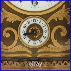 Horloge de Voyage Ancien Bronze Verre Europe XIXe Siècle Original