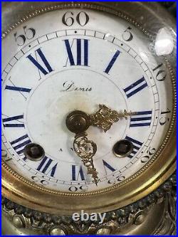 Horloge de cheminée Napoléon III Bronze et Marbre Horloger Denis