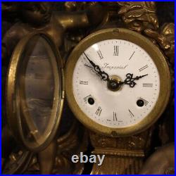 Horloge de table meuble objet bronze antimoine doré style ancien 20ème siècle