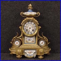 Horloge française bronze laiton doré céramique peint style ancien 20ème siècle