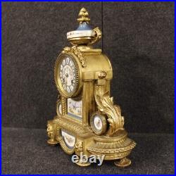 Horloge française bronze laiton doré céramique peint style ancien 20ème siècle