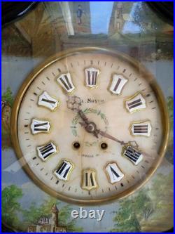 Horloge oeil de boeuf a remette en etat, cadran albâtre, comtoise, pendule