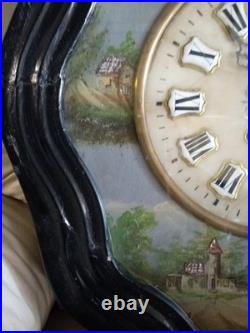 Horloge oeil de boeuf a remette en etat, cadran albâtre, comtoise, pendule