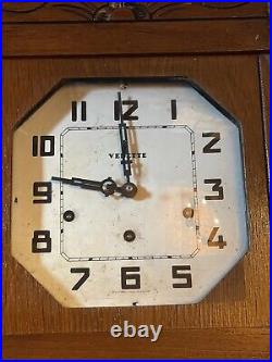 Horloge pendule 1950's Bois Mouvement Vedette À Restaurer