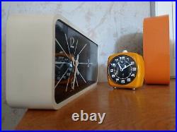 Horloge pendule réveil JAZ vintage lot jaz orange 60 70 Bodet ancien ancienne