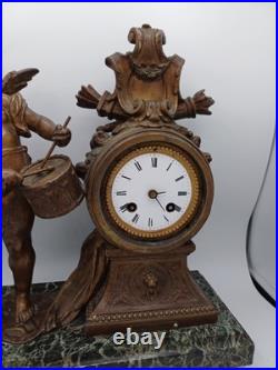 Horloge statue Par L. & F. Moreau Enfant du tambour Japy Frères Régule Horloge statue Par L. & F. Moreau Enfant du tambour Japy Frères Régule