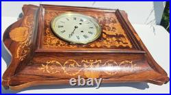 Horlogerie Pendule Murale Marqueterie Charles X Décor Romantique Hauteur 49 Cms