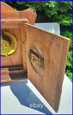 Horlogerie Pendule Murale Marqueterie Charles X Décor Romantique Hauteur 49 Cms