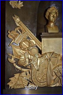 Imperiale Et Gigantesque Pendule Bronze A La Gloire De Napoleon, Ht 54