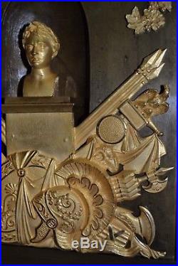 Imperiale Et Gigantesque Pendule Bronze A La Gloire De Napoleon, Ht 54