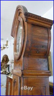 Importante Horloge De Parquet En Noyer, Forme Très Originale, époque XIX ème