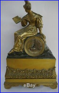Importante pendule bronze doré Epoque Empire ou Restauration Haut 45cm 19eme