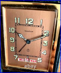 Jaeger Lecoultre Tischuhr Pendulette Reveil 8 Days Alarm Clock Calendar