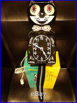 KIT CAT KLOCK clock Felix the cat chat + box vintage Made in USA 80's RARE