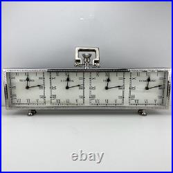 Large Pressed Metal Vintage look Silver Tin Standing World Clock NY Paris London
