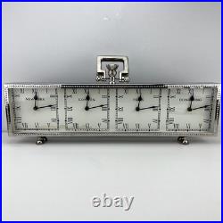 Large Pressed Metal Vintage look Silver Tin Standing World Clock NY Paris London