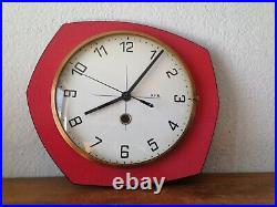 MAGNIFIQUE Horloge pendule FORMICA ROUGE FFR VINTAGE 50 60 70's