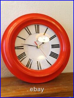 MAGNIFIQUE et imposante Horloge pendule JAZ métal orange VINTAGE 60 70's