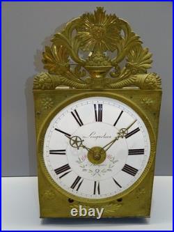 -MOUVEMENT MENSUEL PENDULE COMTOISE 1 MOIS XIXe 30 JOURS cadran fleuri réveil -MOUVEMENT MENSUEL PENDULE COMTOISE 1 MOIS XIXe 30 JOURS cadran fleuri réveil