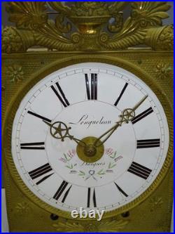 -MOUVEMENT MENSUEL PENDULE COMTOISE 1 MOIS XIXe 30 JOURS cadran fleuri réveil -MOUVEMENT MENSUEL PENDULE COMTOISE 1 MOIS XIXe 30 JOURS cadran fleuri réveil