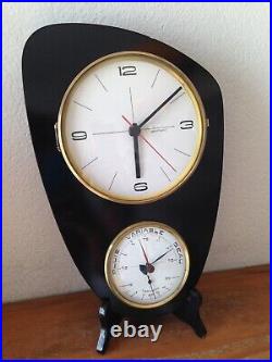 Magnifique Horloge pendule barometre formica Manufrance Vintage An 50 70