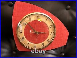 Magnifique Horloge pendule formica ROUGE Vintage An 50 70 °°