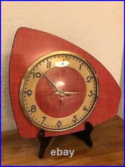 Magnifique Horloge pendule formica ROUGE Vintage An 50 70 °°