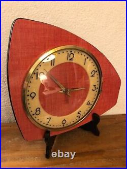 Magnifique Horloge pendule formica ROUGE Vintage An 50 70 °°