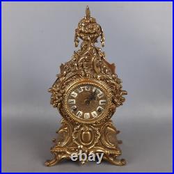 Montre De Table Mécanique Style Baroque En Laiton Doré Vintage Années 60 Montre De Table Mécanique Style Baroque En Laiton Doré Vintage Années 60