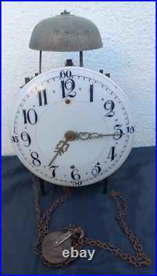 Mouvement Horloge pendule cadran céramique d'époque XVIIIè siècle antique clock